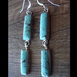 .925 SIGNED NAVAJO INDIAN STERLING SILVER TURQUOISE EARRINGS